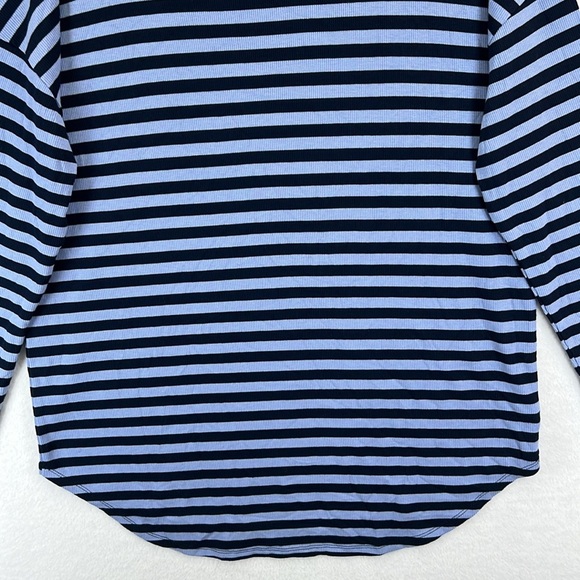 Lou & Gray Womens Top Sz L Blue Striped Rayon Blend Knit Scoop Neck Long Sleeves - Picture 8 of 11